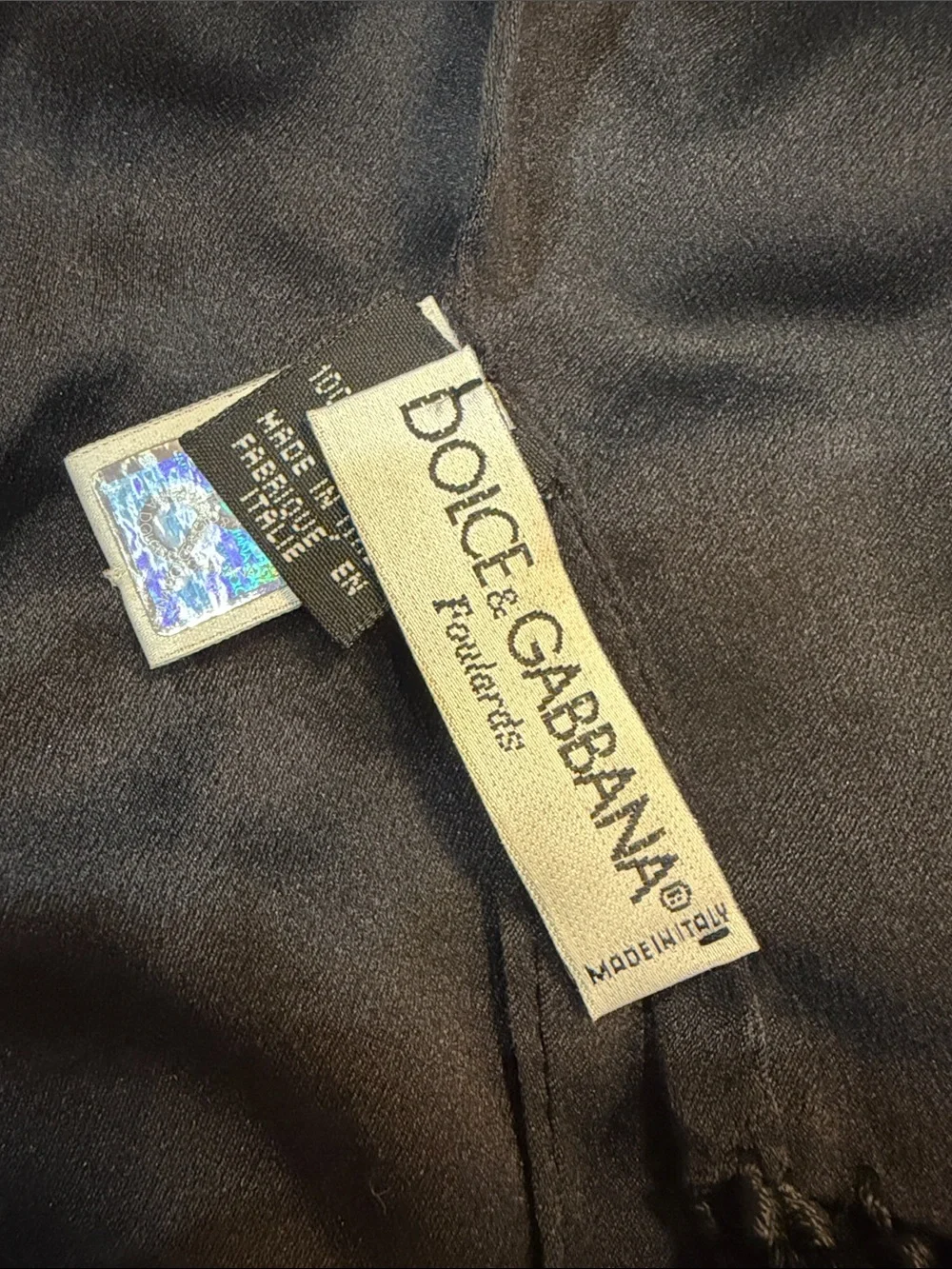 Dolce & Gabbana Black Silk Fringe Scarf made in Italy